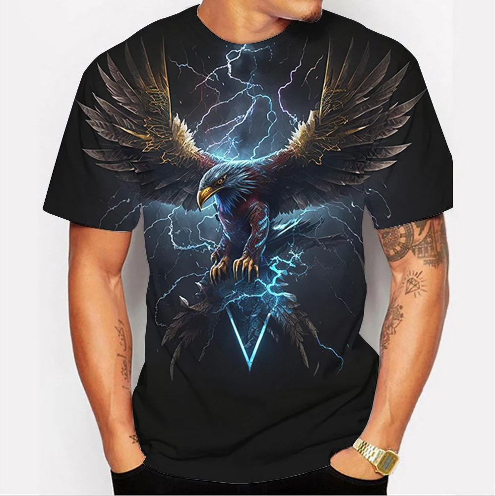 

Funny 3D Eagle Pattern Men's T Shirt 3D Printing Animal Tees Casual O-neck Short Sleeve Hip Hop Trend Clothing Summer Loose Tops
