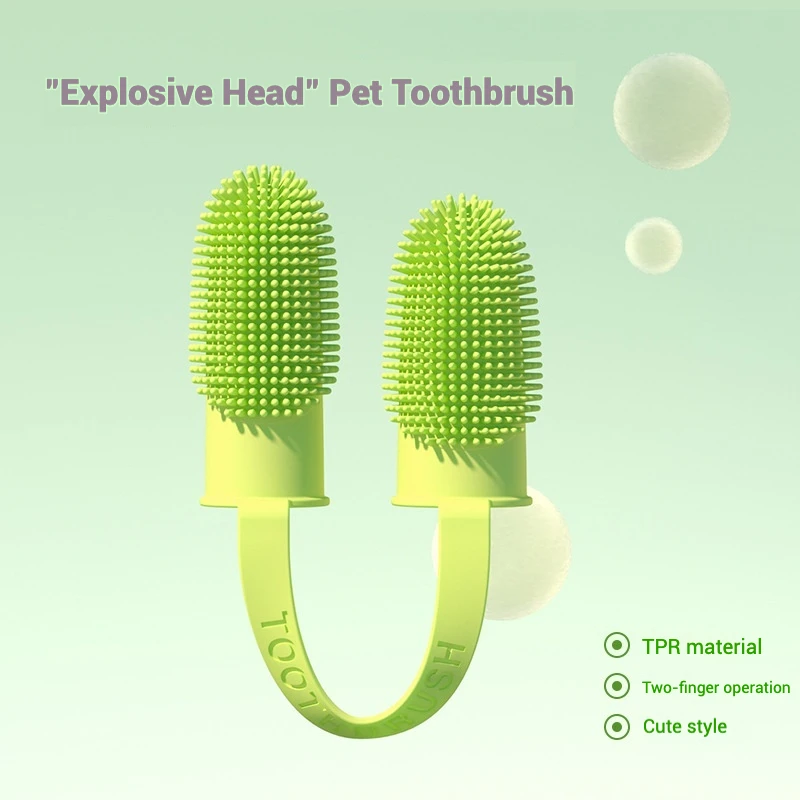 

Pet Two-Finger Toothbrush Dog and Cat Pet Supplies Tooth Cleaning Finger Oral Cleaning Tool