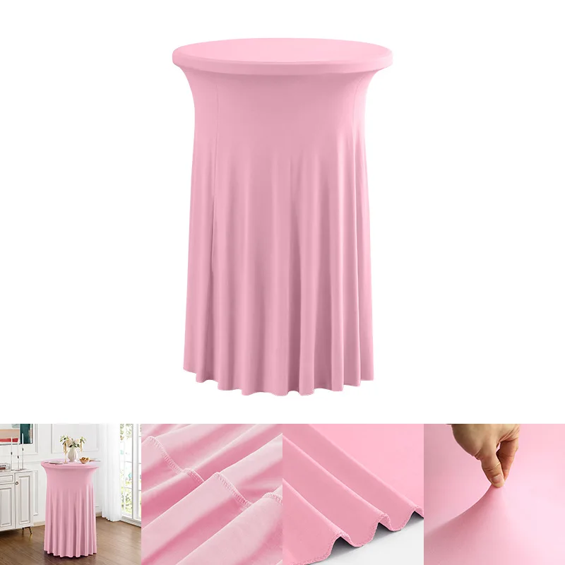 Ronde Hoge Top Stretch Spandex Cocktail Tafelkleden met Rok Rimpelvrije Cocktail Tafelkleed voor Bruiloft Banket JT443