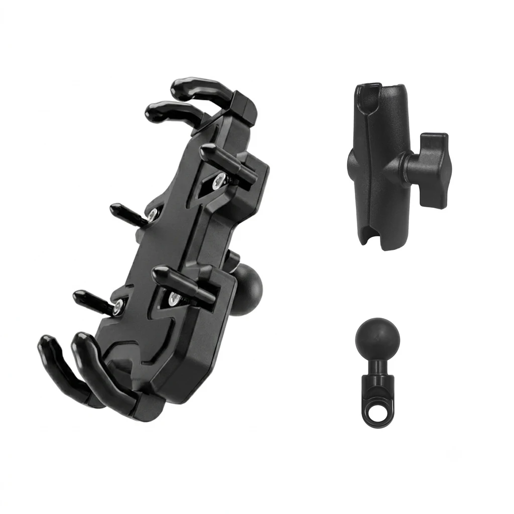 Regulowany uchwyt na telefon motocyklowy 360° z mocowaniem na kulkę ramową 1″, uchwyt na kierownicę rowerową, podstawka do telefonu komórkowego. — zdjęcie produktu 4