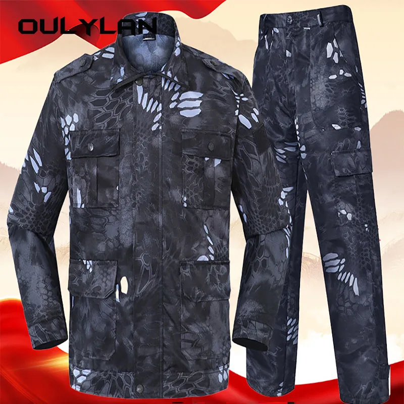 Camouflage Suit Husband Work Wear Suit Spring Autumn Thin Camouflage Clothing Sets  Men Training Work Uniform