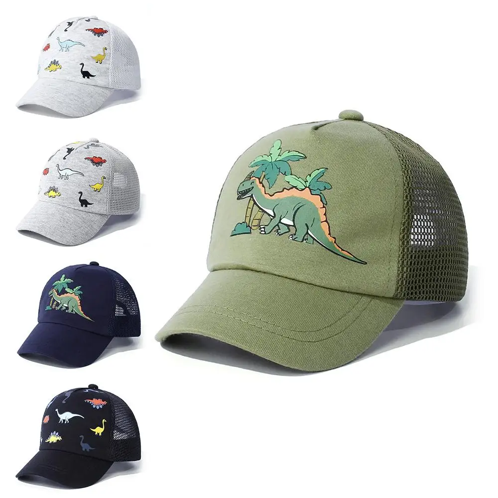 Adjustable Toddler Baseball Hat 1-5Years Dinosaur Printed Mesh Baseball Hat Quick Drying Beach Sun Cap for Kids for Boys Girls