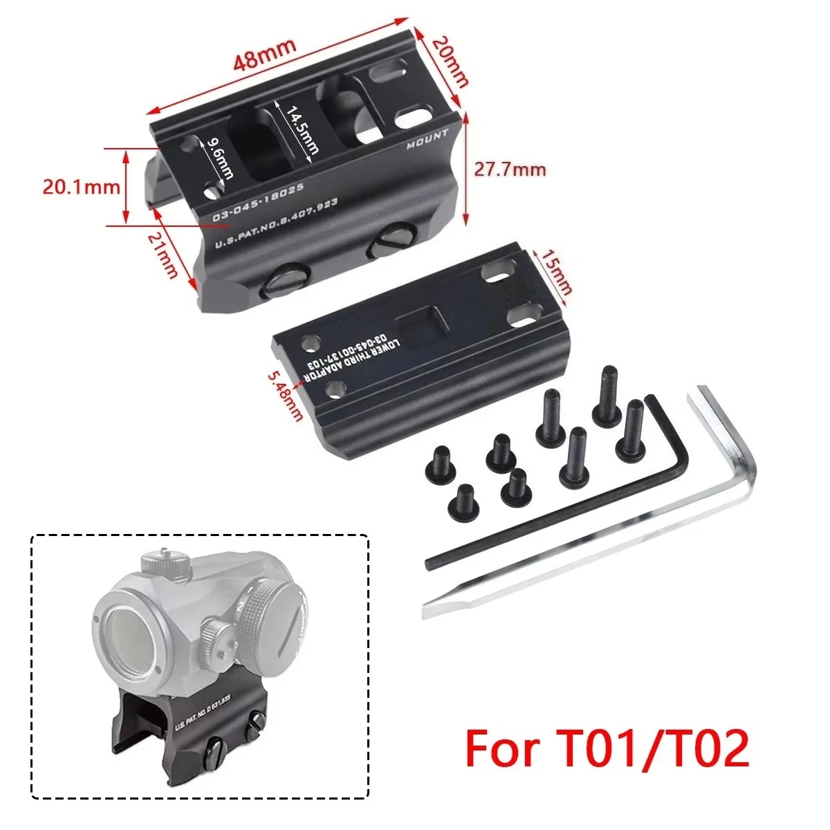 T01 Red Dot UNITY Fast Riser Mount T02 R5 Offset Mount 45 ° Seitliche Halterungen Optikhalterung RM Red Dot Sight Scope Universal Base – Detail 27