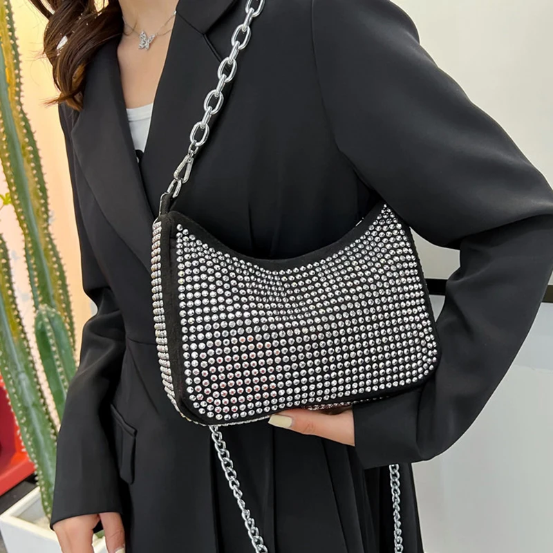 Projektant torba na ramię dla Shinning dżetów pod pachami sprzęgła moda diament kobiety Crossbody telefon torebka Messenge torebki