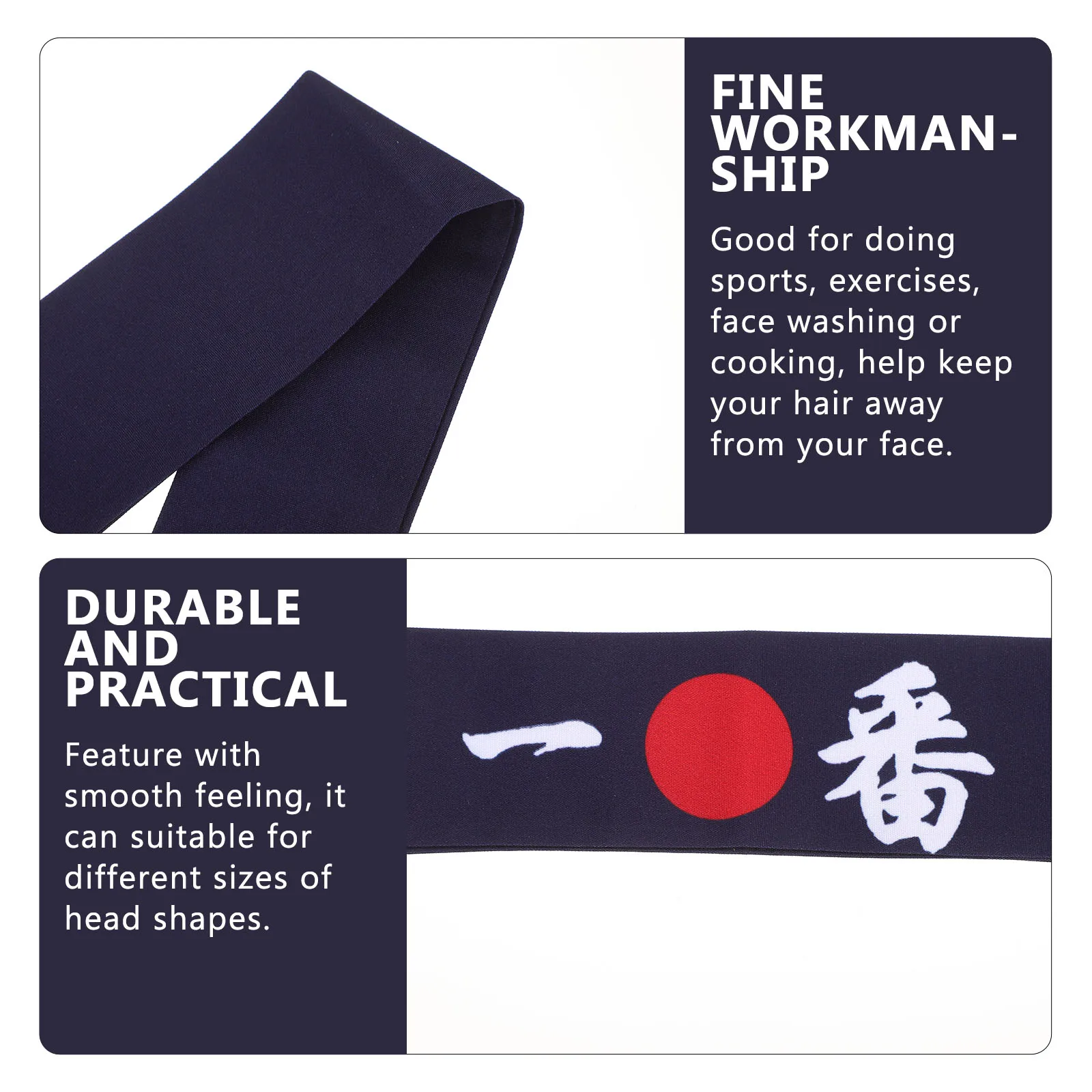 

Cotton Material Japanese Headband Decorative Karate Strap for Sports Cooking Face Washing Portable Reusable Chef Accessory