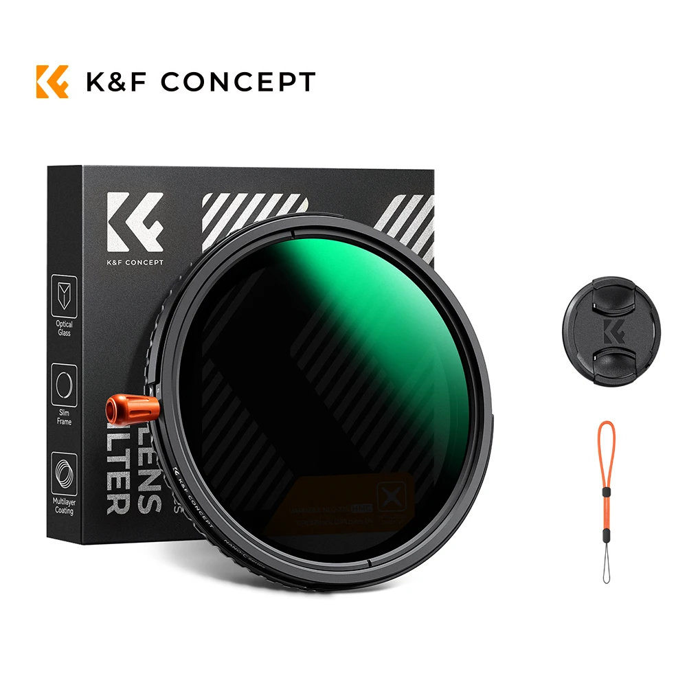 Filtro Multifuncional 3 en 1 K&F CONCEPT Nano-C, Filtro ND2-32 Variable y Filtro CPL y Filtro Black Mist 1/4 de 37mm-82mm con Tapa para Lente