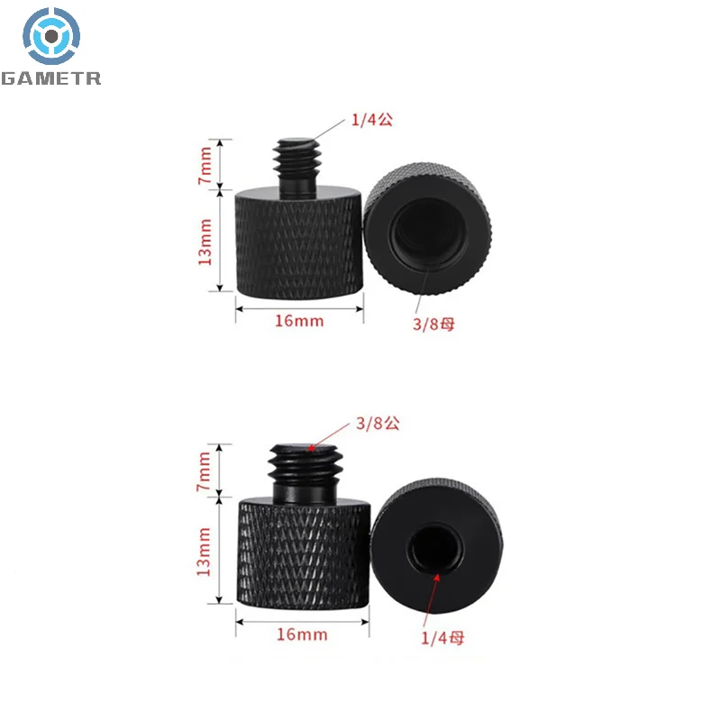 Black 1/4" To 3/8" Male To Female Thread Screw Mount Adapter Tripod Plate Screw Mount For Camera Flash Tripod Light Stand