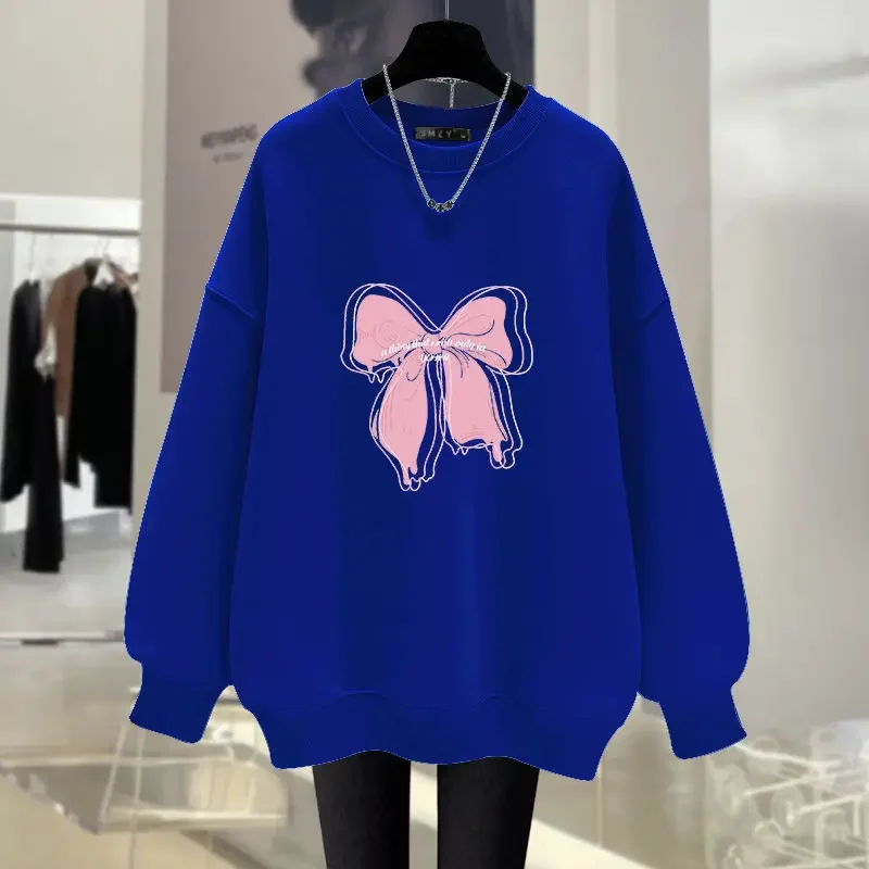 Herbst Winter Mode Bogen Langarm Sweatshirts Frauen Kleidung Beiläufige Lose Oansatz Hoodies