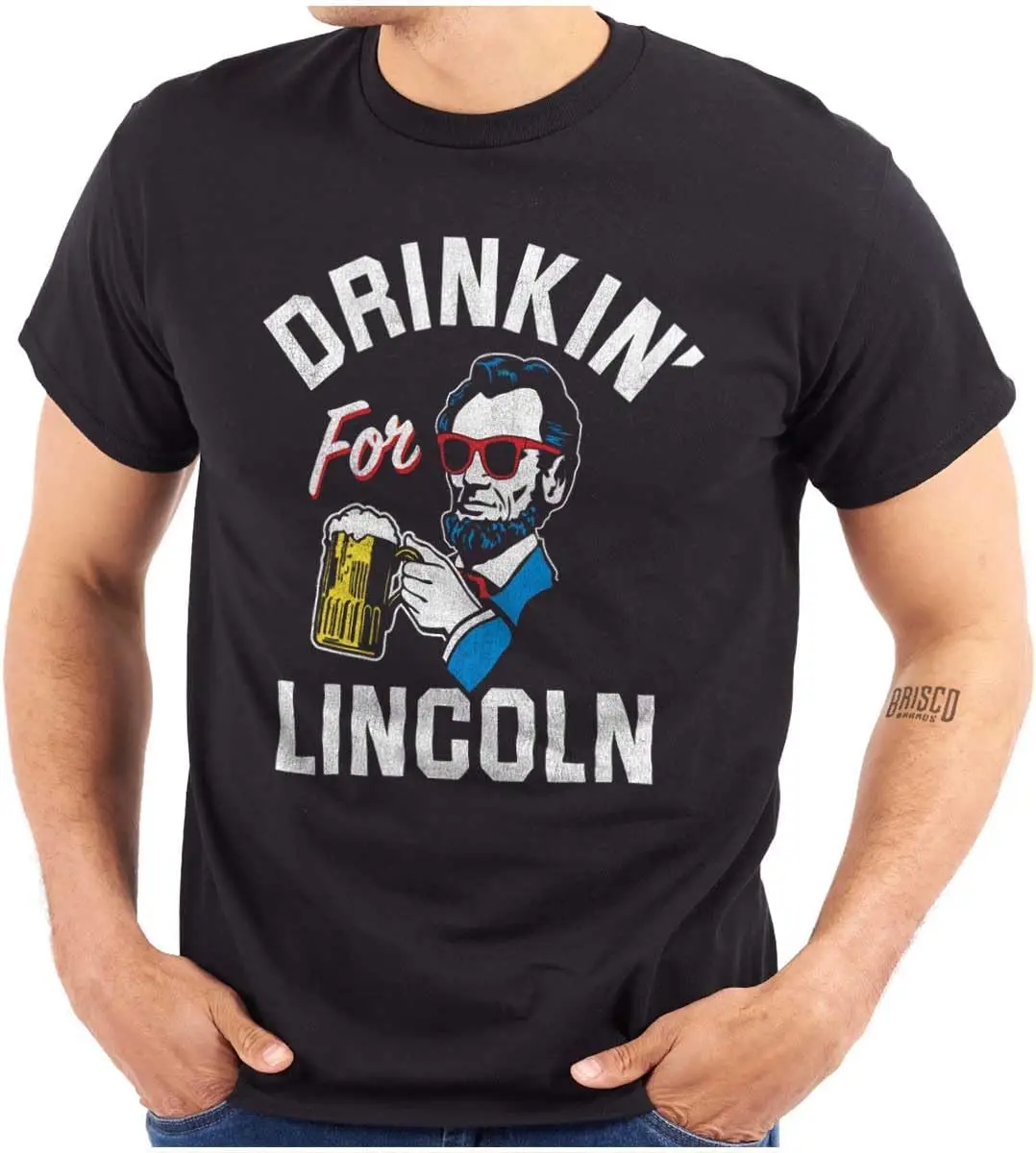 Drinkin Lincoln Funny Beer Drinking Graphic T Shirt Men or Women