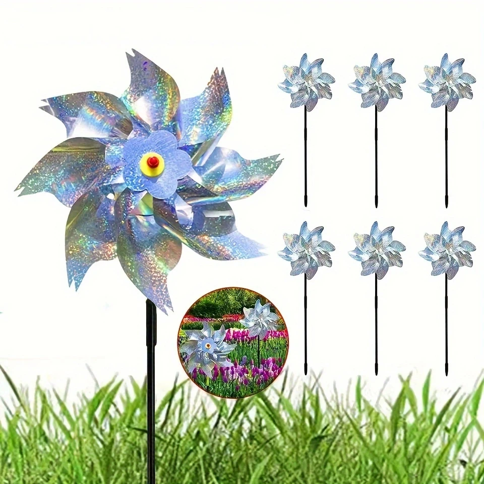 1 Stück Vogelabwehr-Windmühle, reflektierend, glitzernd, Vogelscheuchen-Windrad für Garten, Rasen, Hof, Dekoration, hält Vögel fern