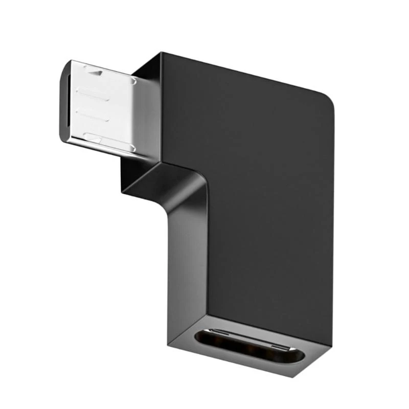 090F 마이크로 USB에서 USB C 어댑터 90도 마이크로 USB 타입 C 데이터 전송 변환