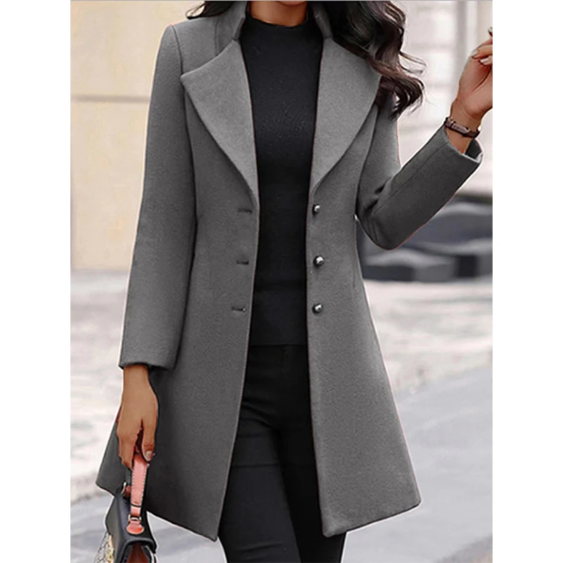 Autumn Winter Women\'s Korean Fashion Elegant Wool Blended Coat Lady Temperament All-match Cardigan Top Female Slim Long Outwear