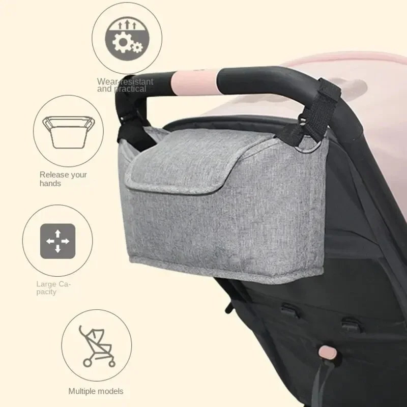 

Stroller Bag Baby Diaper Mummy Bag Large Capacity Stroller Organizer Cup Holder Feeding Bottle Stroller Accessories Hanging Bag
