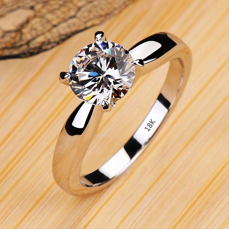 Never Fade White Tibetan Silver Rings for Women Round Zircon Crystal Rings Bride Promise Engagement Wedding Bands Gift Jewelry