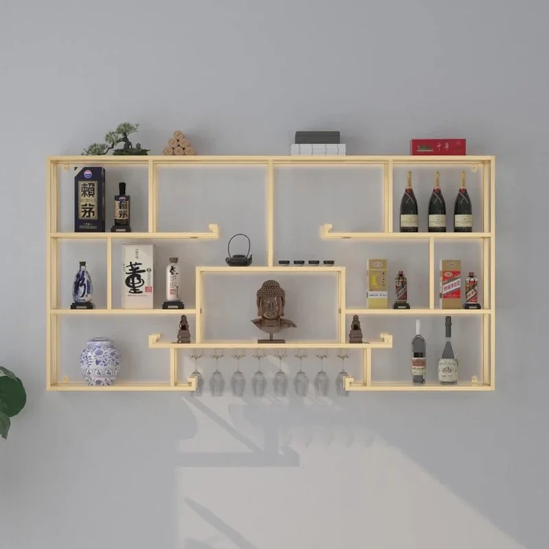 Wohnzimmer Whisky Wein regal Regal Wand Bar Metall Getränk Weins chränke kommerziellen einzigartigen Botellero Vino Home Decoration