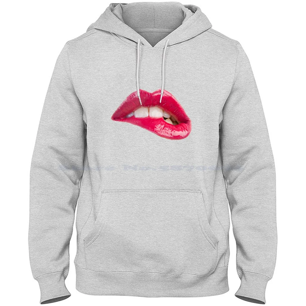 Beißende Lippen 100% reine Baumwolle Hoodie T-Shirt Lippen beißen cool n Rolle verrückte Spaß Zuhälter verrückt Punk sexy seltsam felsigen Horror die Steine
