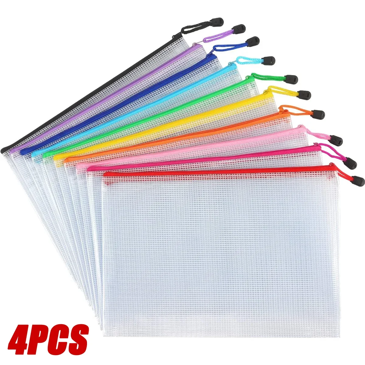 PVC Stationery Storage Bag Folder File Mesh Zipper Pouch A4 A5 A6 A3 Document Bag File Folders School Office Supplies Organizer