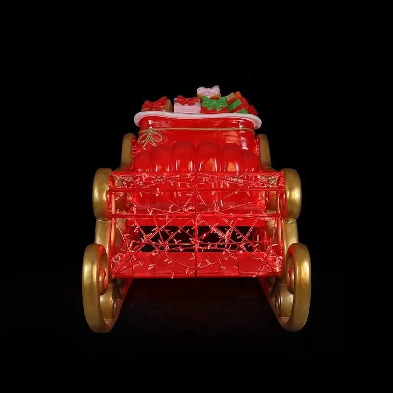 Life Size Fiberglass Sleigh With Light Emitting Diode Lights Indoor And Outdoor Decorations