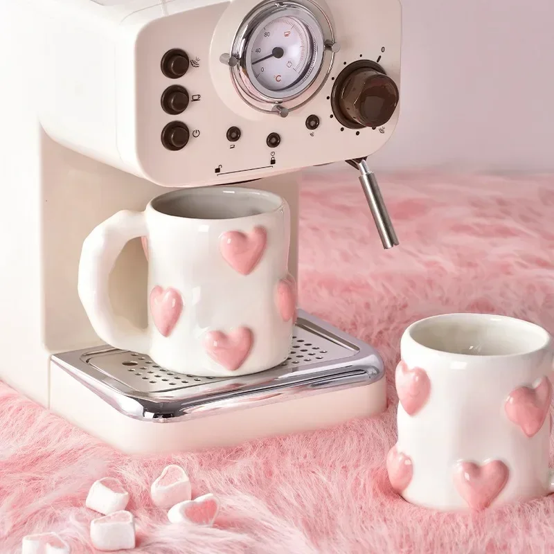 Süßes Herz Rosa Keramiktasse Home Kaffeetassen Set Küche Trinkgeschirr Set Geburtstagsgeschenk Home Dekoration Love Cup