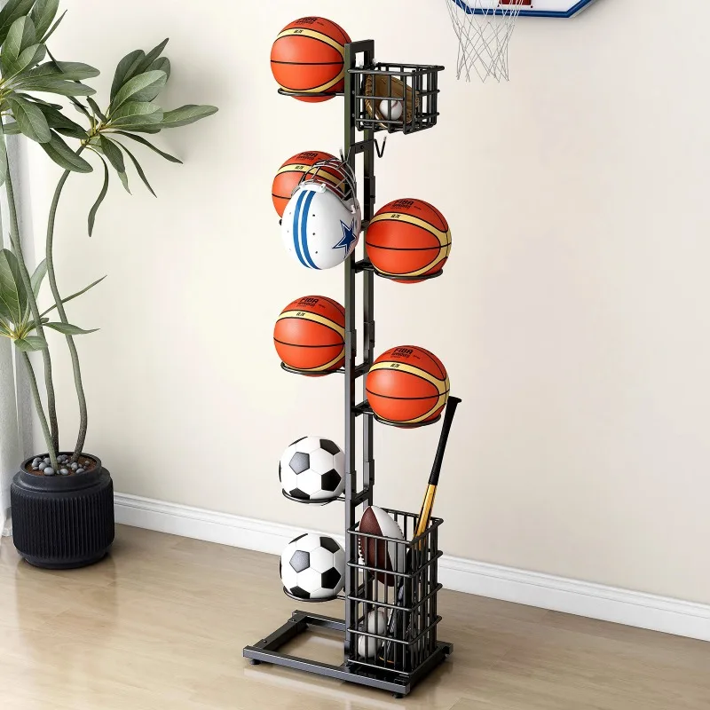 

Home Basketball Storage Rack Soccer Ball Display Rack Multi-Layer Floor Storage Basket for Balls Badminton Racket Organizer
