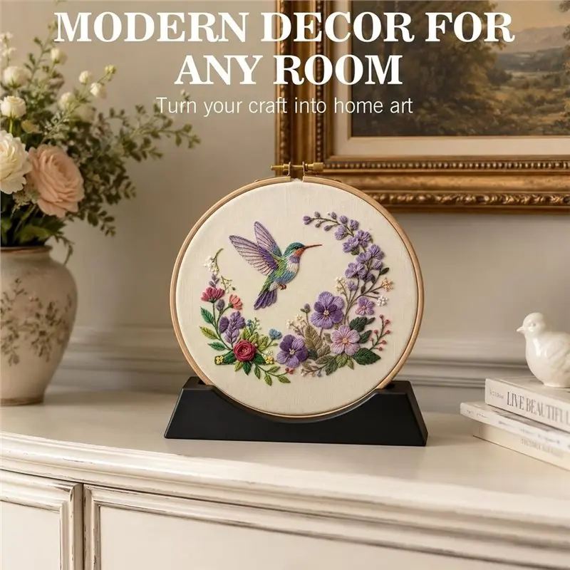24-Hour Delivery 6 Pack Embroidery Hoop Display Stand, Sturdy Desk Display, Large Frame Holder Sleek 9.8" Black For 7-12" Hoops