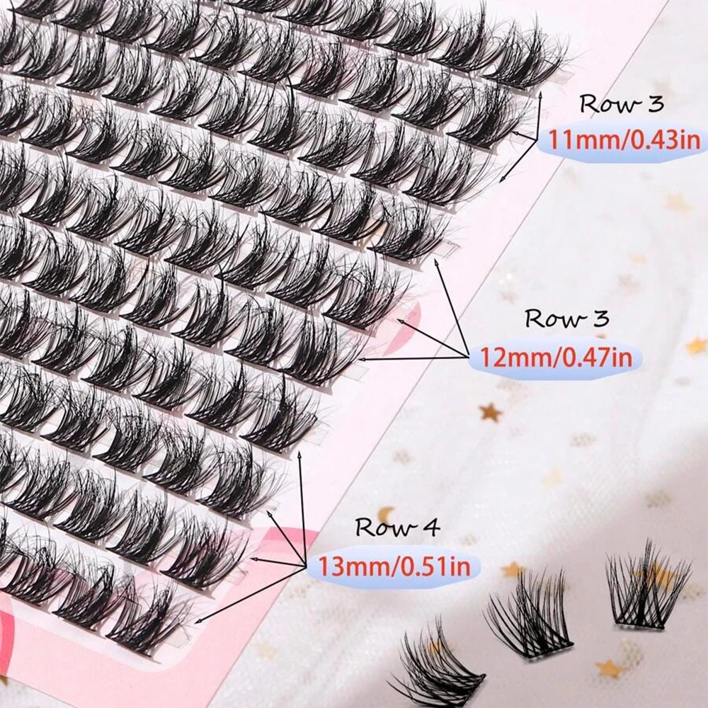 100pcs C‑Curl 3D Fluffy Lash Clusters, Natural Criss‑Cross Individual False Eyelashes, DIY Fake Lashes for Party Cosplay Daily U