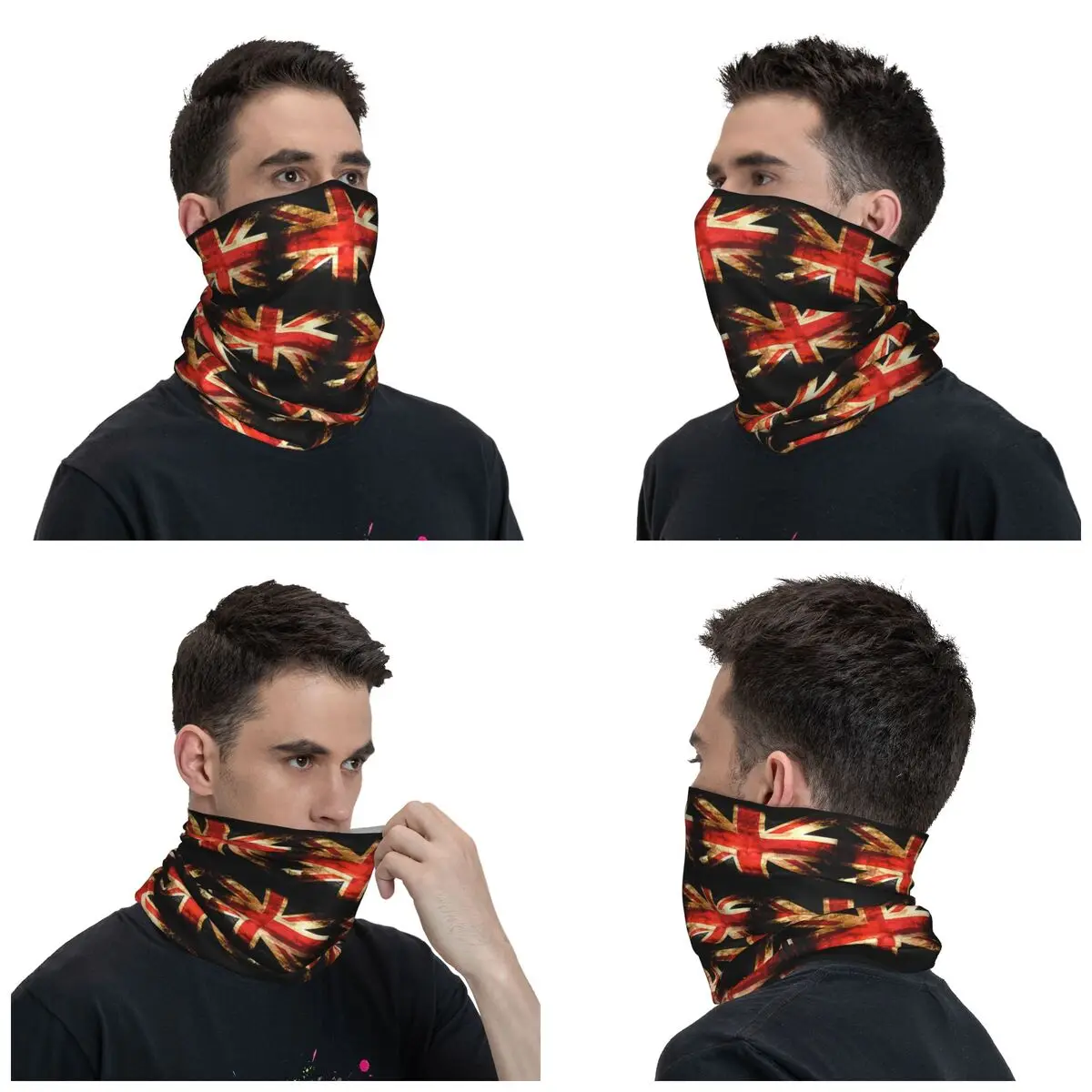 Union Grunge Flag Bandana Neck Cover Printed Travel Balaclavas Wrap Scarf Multi-use Headband Riding Unisex Adult Winter