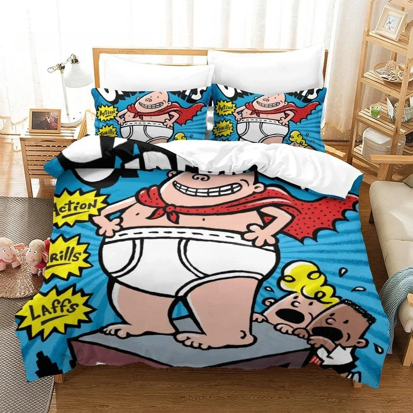 3D Print Captain Underpants Bedding Set Single Twin Full Queen King Size Bed Set Aldult Kid Bedroom Duvetcover Set 3D Anime Bed