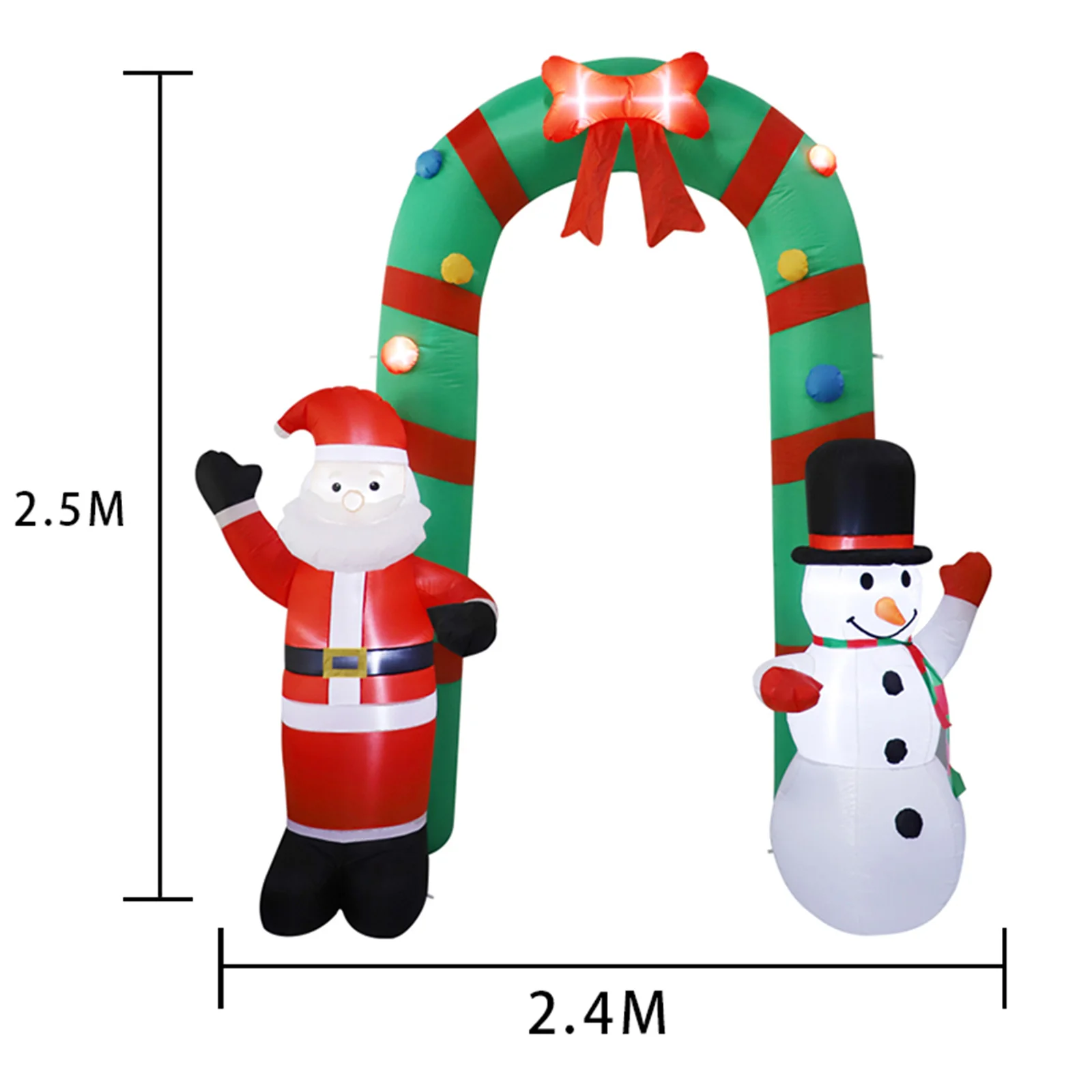 7.8フィート クリスマスデコレーション インフレータブルおもちゃ サンタクロース 雪だるま アーチウェイ ホームヤードオーナメント LED装飾付き クリスマスパーティーおもちゃ