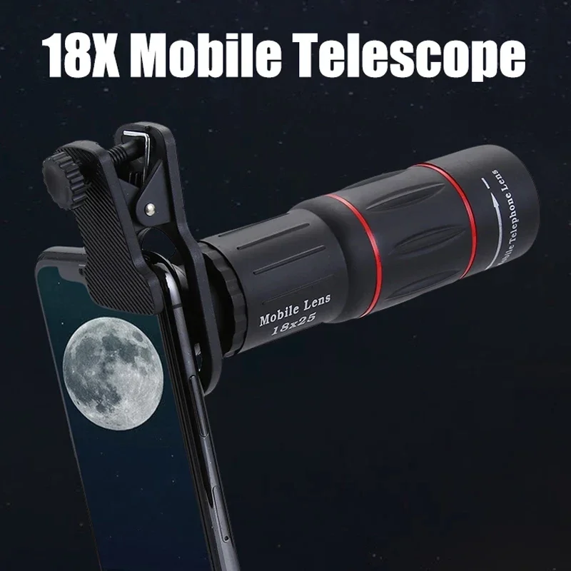 

18x25 Monocular Zoom HD Optical Cell Phone Lens Universal Observing Survey 18X Telephoto Lens With Tripod For Smartphone