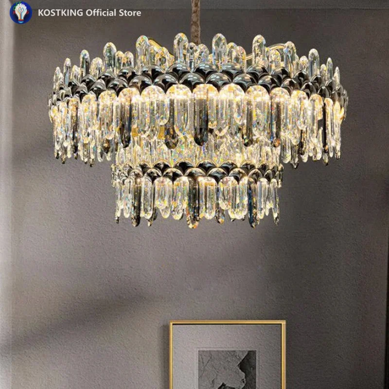 

Light Luxury Crystal Living Room Chandelier Advanced Sense Restaurant Light 2025 New Hall Bedroom Multi-Ring Main Lamp