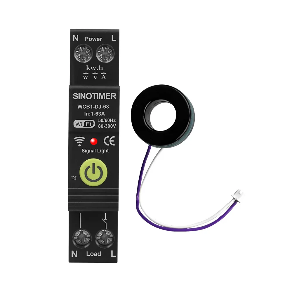 Tuya WiFi Circuit Breaker ON OFF Timing Bidirectional Metering Energy Meter Overvoltage and Undervoltage Protector KWH Metering