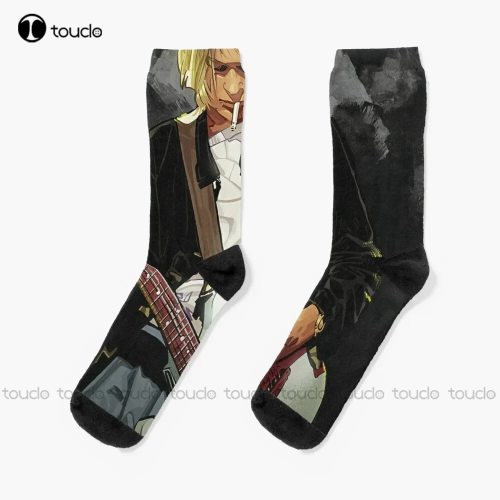 Kurtcobain Playing Guitar Socks Black Socks For Women Christmas Gift Unisex Adult Teen Youth Socks Custom 360° Digital Print