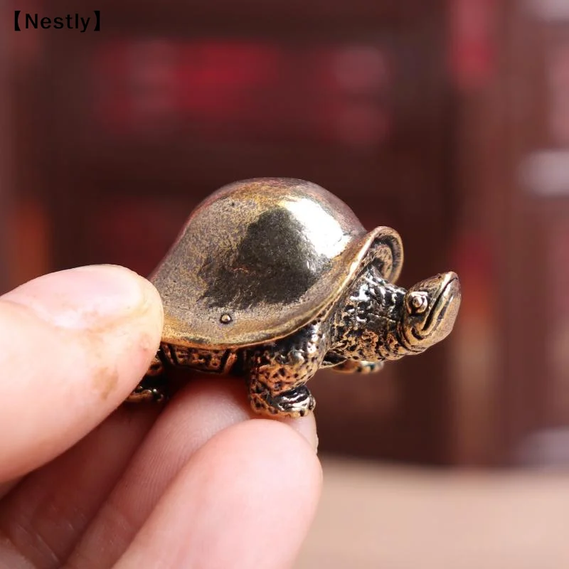 Retro Brass Feng Shui Turtle Bronze Figurines Miniatures Crafts Desktop Ornaments Home Decoration Accessories