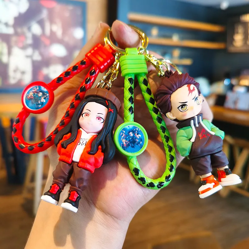 

2nd Generation Demon Slayer Keychain Knitted Style Cute Cartoon Gift Anime Keychain Cross-border Claw Machine Y2k Fashion Toys