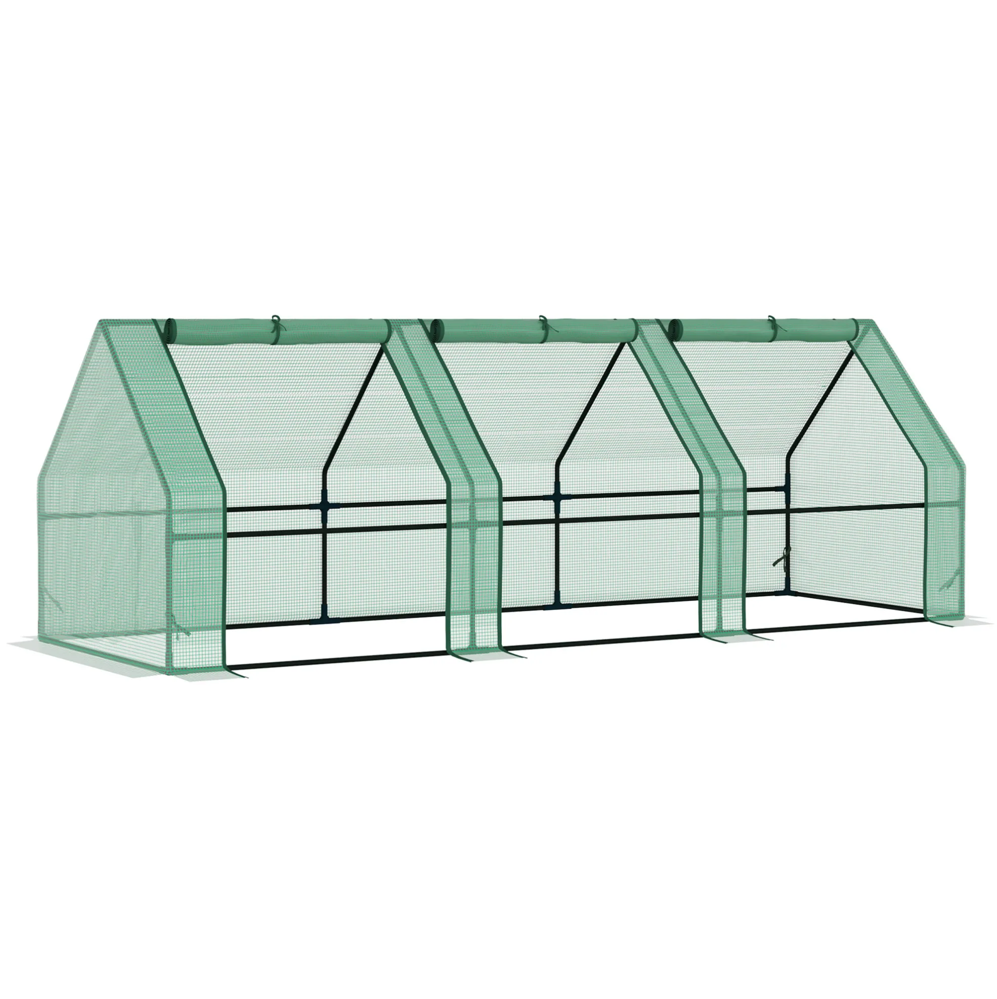 Kas voor tuin en balkon met PE-afdekking en stalen frame, 270x90x90 cm, groen