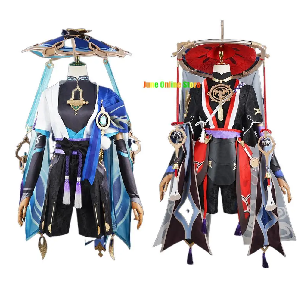 Scaramouche Cosplay Genshin Impact Kostuum Pruik Hoed Volledige Set Anime Halloween Genshin Cosplay Wanderer Kostuum Uniform voor Mannen