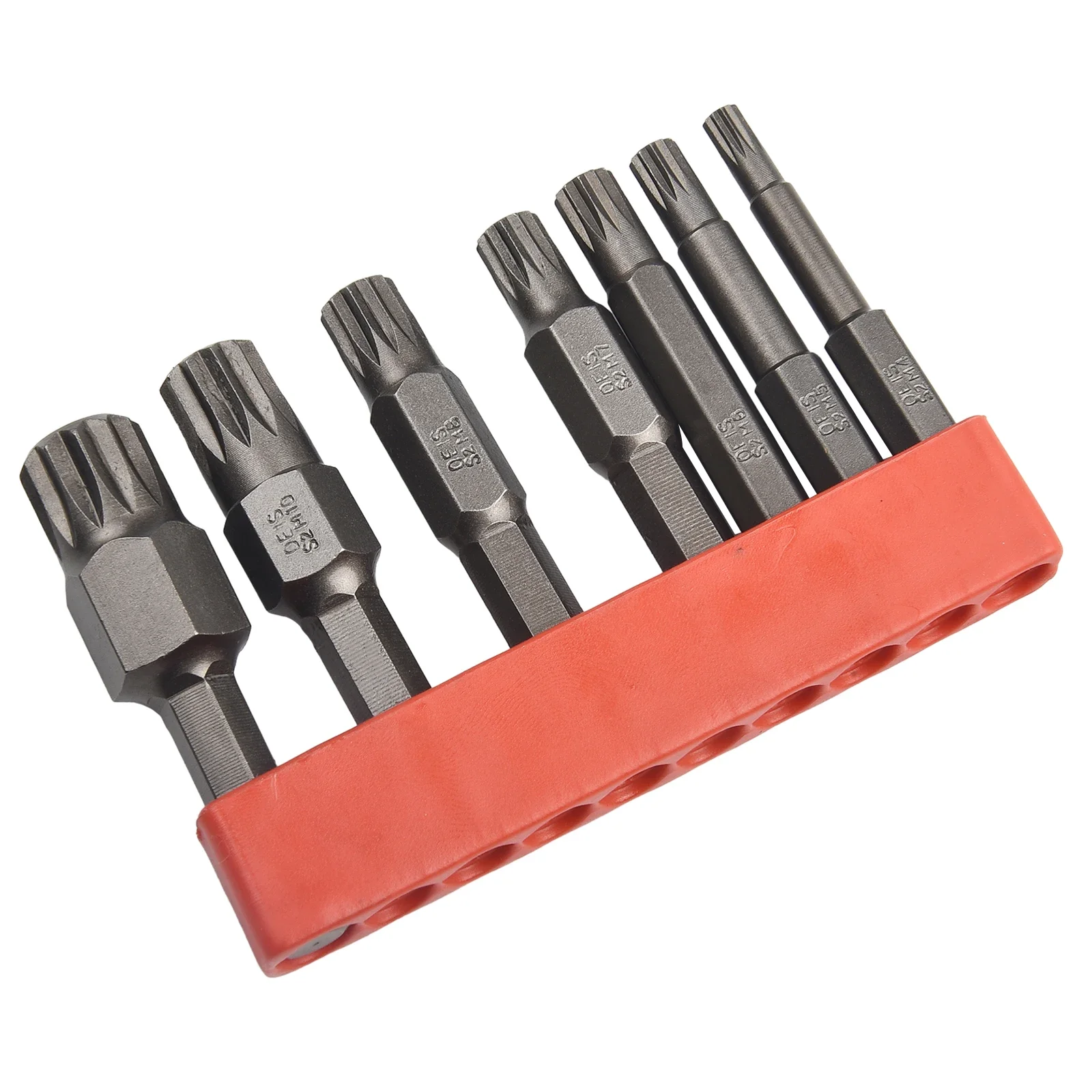 7pcs Set 50mm 12 Point Torx Screwdriver Bit 6.35mm Hex Shank Magnetic -M-12 Torx Screwdriver Bit 6.35mm Hex Shank Magnetic