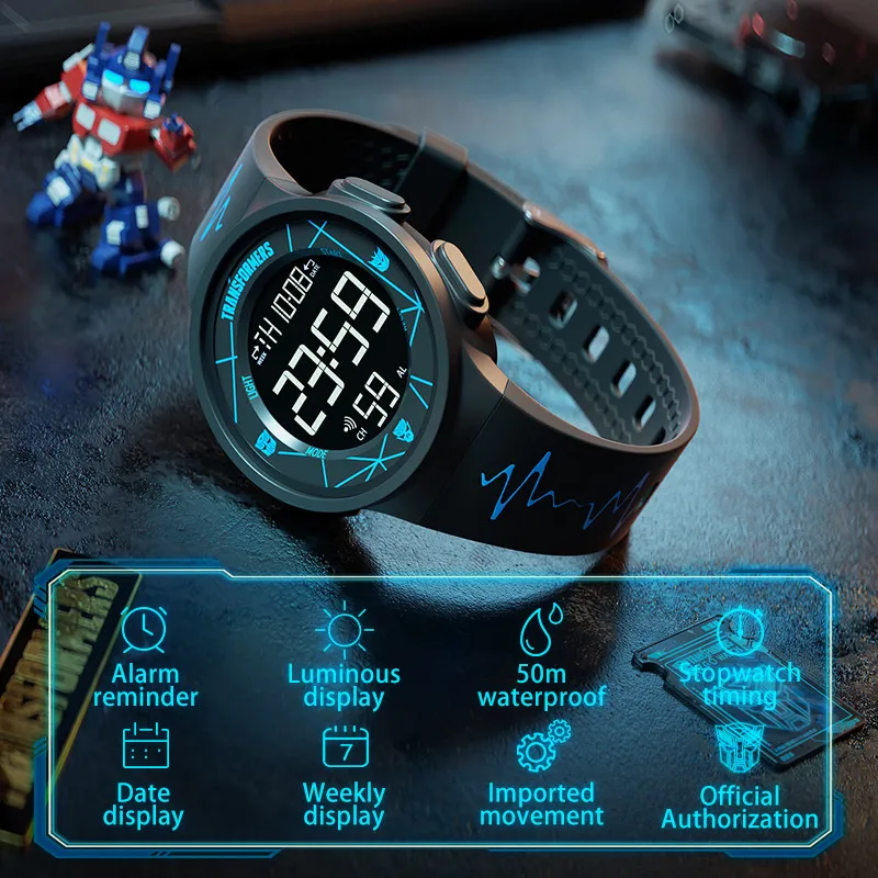 Электронные цифровые часы Zgo Transformers для мужчин, многофункциональные спортивные светящиеся водонепроницаемые умные часы, подарок для мальчика 8553