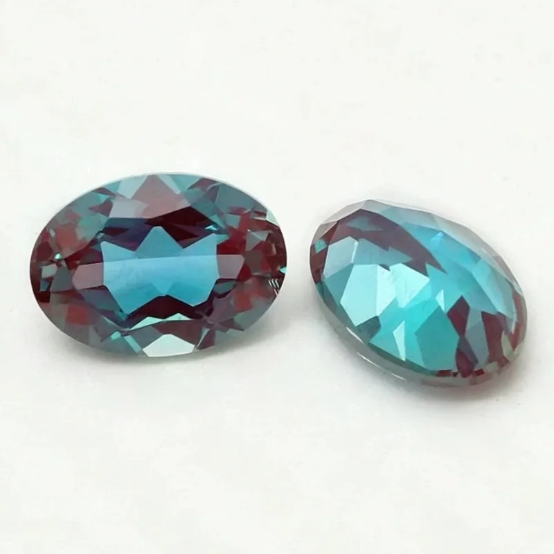 Lab-Created Alexandrite VVS Color Change Russian Purple turns Blue-green Loose Gemstones Oval Faceted Jewelry Ring & Pendant