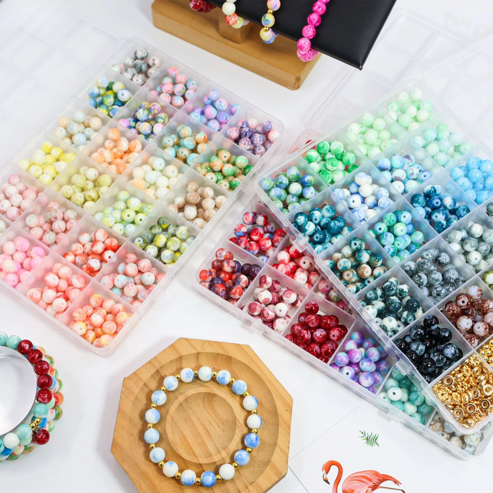 

Glass Beads Loose Beads Two-color Diy Bracelet Set Jewelry Glass Beads Paint Beaded Material Fashion Bracelet