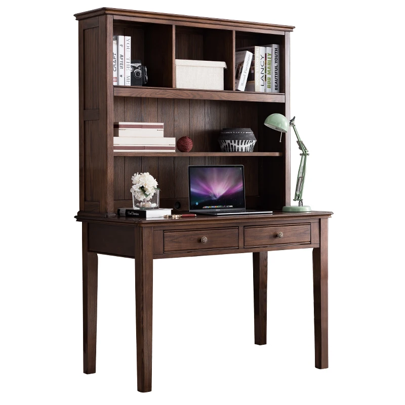 all solid wood desk computer desk ash wood writing desk bookshelf combination study furniture