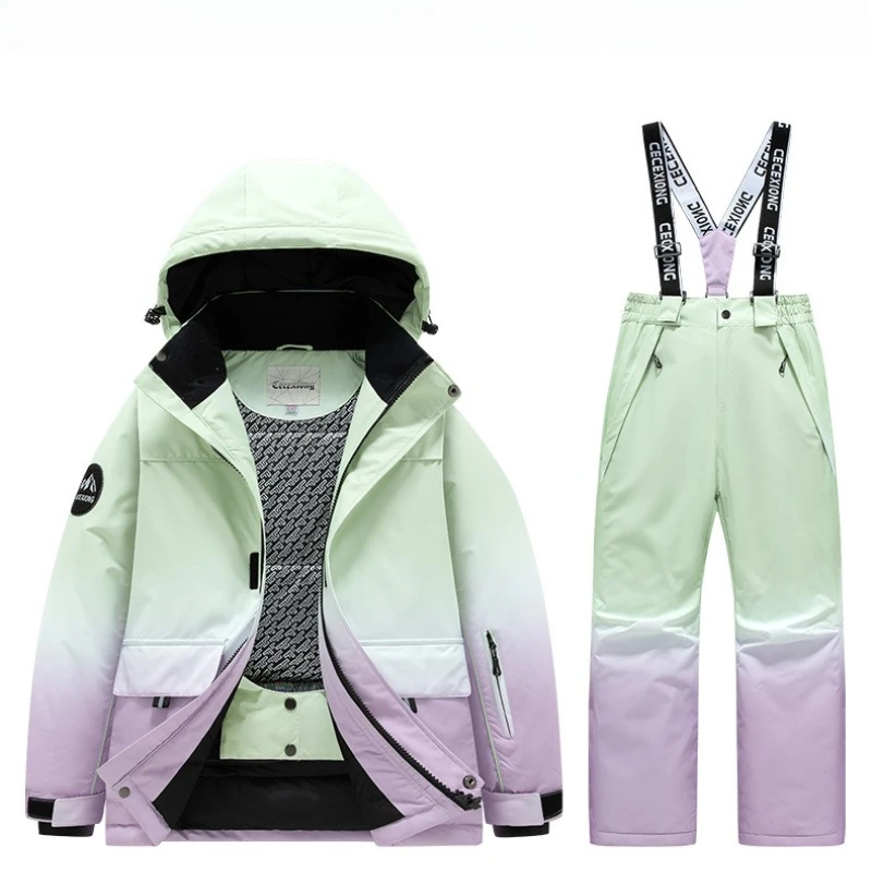 Fashion Girls Boys Ski Pants Thicken Outdoor Breathable Windproof Quilted Snowboarding Jackets and Pants Women's Skiing Trousers