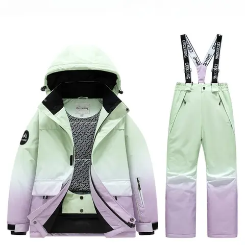 Fashion Girls Boys Ski Pants Thicken Outdoor Breathable Windproof Quilted Snowboarding Jackets and Pants Women's Skiing Trousers