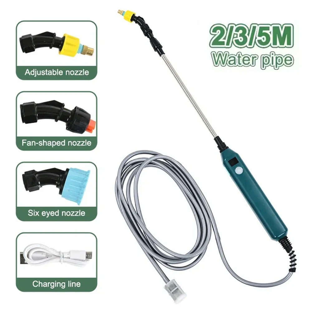 

2400mAh Electric Sprayer Telescopic Wand with Battery Indicator Garden Sprayer Wand Electric Watering Handle for Lawn and Garden