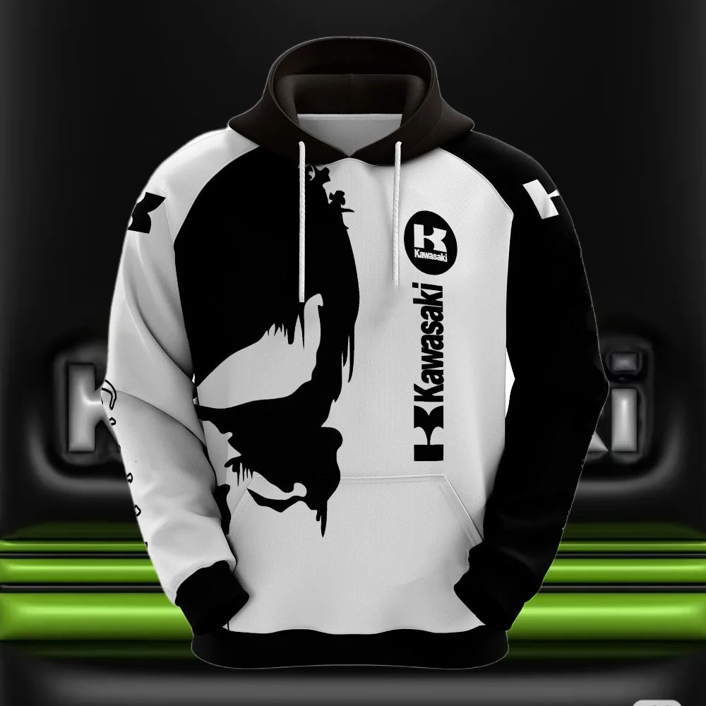 

Kawasaki Motorcycle Racing Team 2025/26, осенне-зимняя мужская толстовка с капюшоном, мужская и женская спортивная одежда, повседневная гоночная командная форма