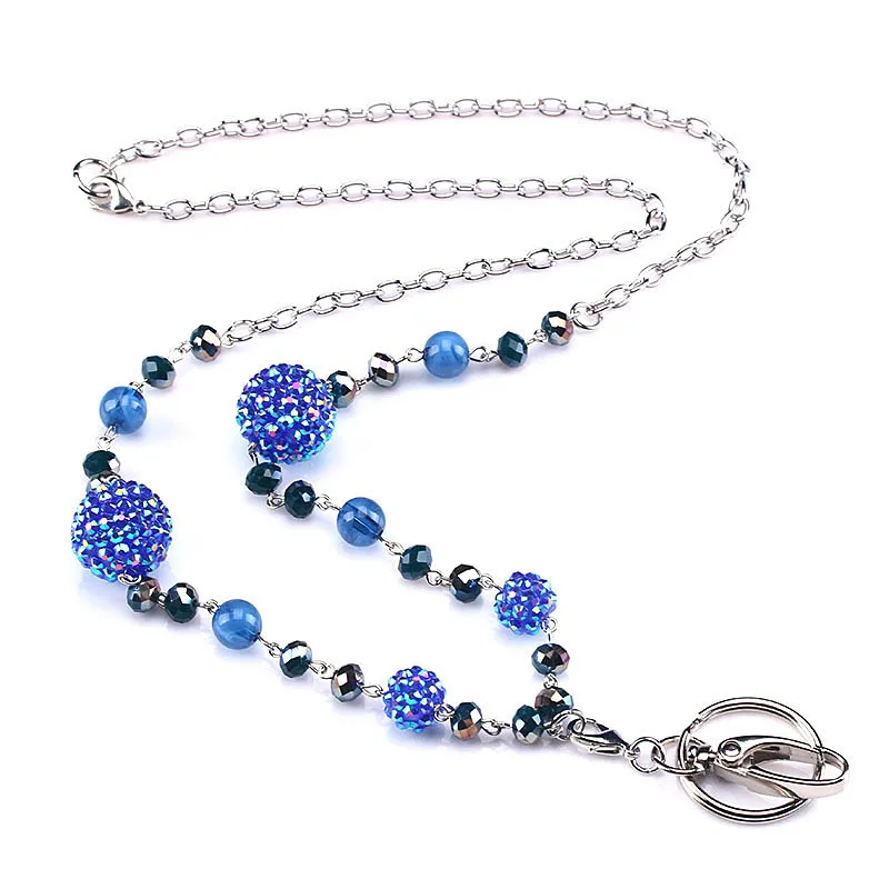 Colors Beaded Women Fashion Lanyard with Badge Holder for Teacher Nurses Mothers Necklace ID Holder Keychain Holder
