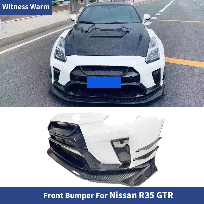 GTR GT-R R35 V Style Carbon Fiber FRP Front Bumper Front Lip Splitter for Nissan GTR R35 09-15