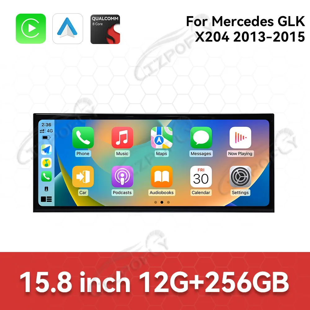 Carplay 15.8 "شاشة أندرويد 14 راديو السيارة لمرسيدس GLK X204 2013-2015 NTG4.5 مشغل وسائط متعددة فيديو ستيريو لتحديد المواقع والملاحة