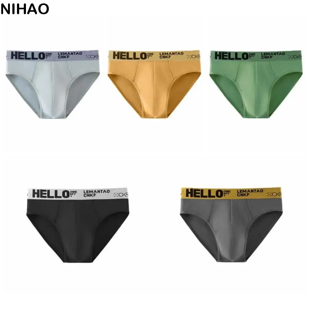 

5PCS Simple Low Waist Men Thin Panties Male Lingerie Briefs Underwear for Men Elastic Letter Underpants Men